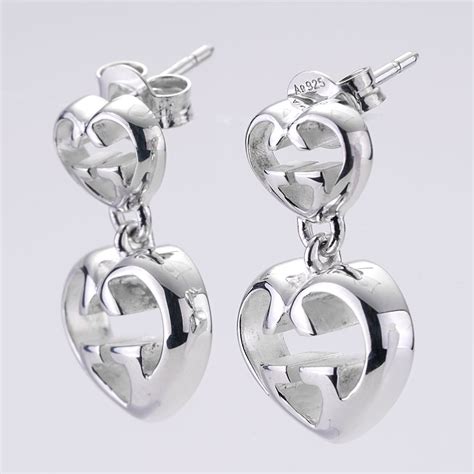 Gucci Love Britt Double Heart Drop Earrings 